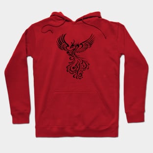 Fictional Phoenix Creature In Flight Artistic Illustration Black Hoodie